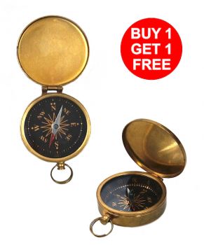 BR 4884AX - 2pcs Gold Plated Pocket Compass